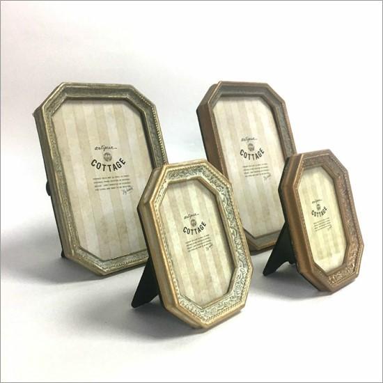 メール便送料無料】 アンティーク フォトフレーム 八角 ゴールド M