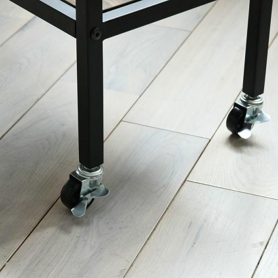 天然木 アイアン キッチンワゴン キャスター付き ワゴン 棚 バスケット