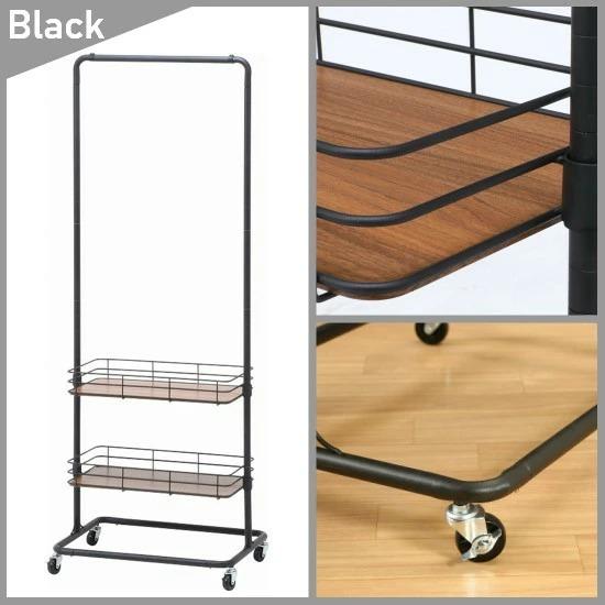 アイアン ハンガーラック キャスター付き バスケット付き 洋服掛け