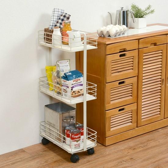 スチールワゴン キャスター付き 奥行20cm ワゴン 収納 キャスター