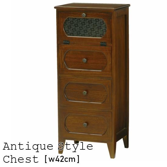 花柄飾りガラス レトロ 木製 チェスト 幅42cm 4段 完成品 無垢 キャビネット アジアン カントリー レトロ お洒落 アンティーク 収納 収納棚 木製 おしゃれ 和風 Hg 家具と雑貨 Cicak Tokek 通販 Yahoo ショッピング