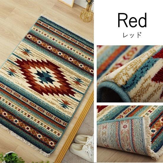モルドバ製 キリム柄 ウィルトン織 玄関マット B 70×120cm フリンジ