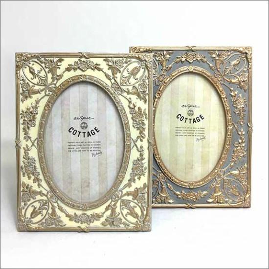 メール便送料無料】 アンティーク フォトフレーム エンボス フラワー