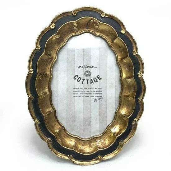 アンティーク フォトフレーム 波型 オーバル ゴールド ブラック 壁掛け 写真立て フォトスタンド オーバル 楕円 レトロ お洒落 おしゃれ ゴールド ブラック Kan 家具と雑貨 Cicak Tokek 通販 Yahoo ショッピング