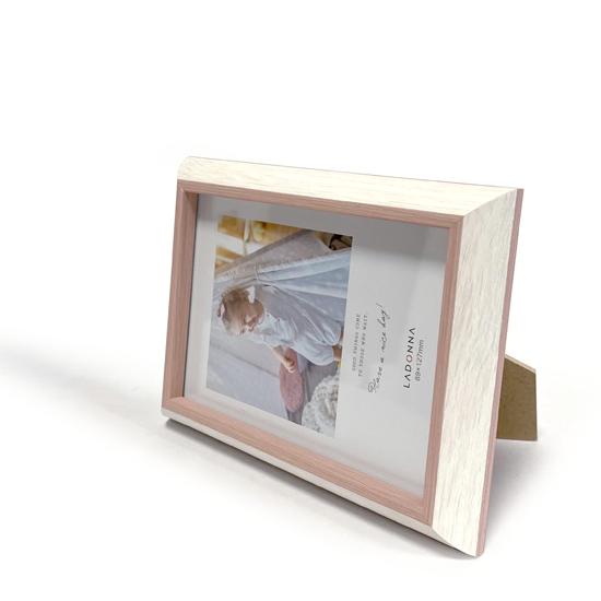 ピンクの夕日 木製フレーム付き メール便送料込】 木目調 フォトフレーム レクト ピンク L判