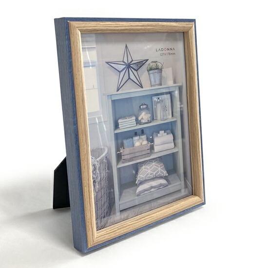 メール便送料無料】 木製 フォトフレーム 2L判 レクト ネイビー 壁掛け