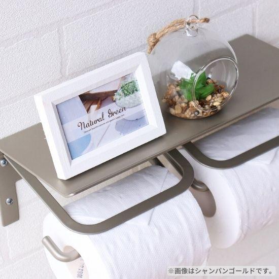 トイレットペーパーホルダー　２連式 ステンレス製トイレットペーパーホルダー 丸富製紙オリジナル 天