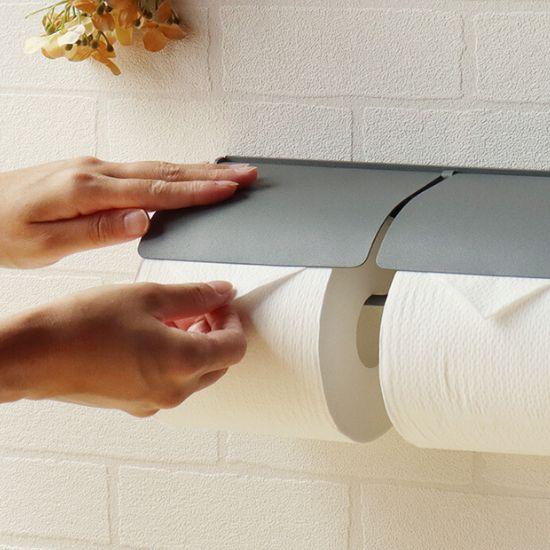 アイアン トイレットペーパーホルダー 2連 ダブル ライトグレー