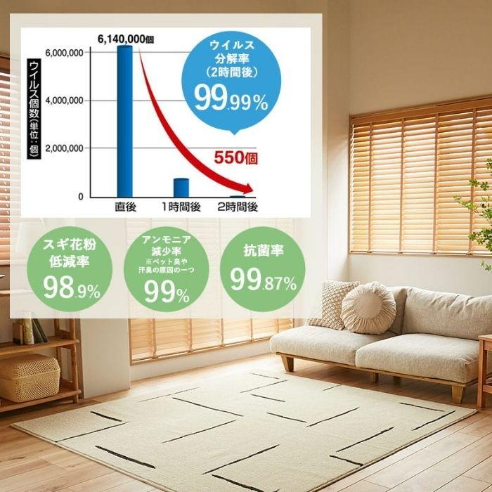 洗濯機で洗える 国産 ラインデザイン ラグマット 190×240cm 日本製 3畳