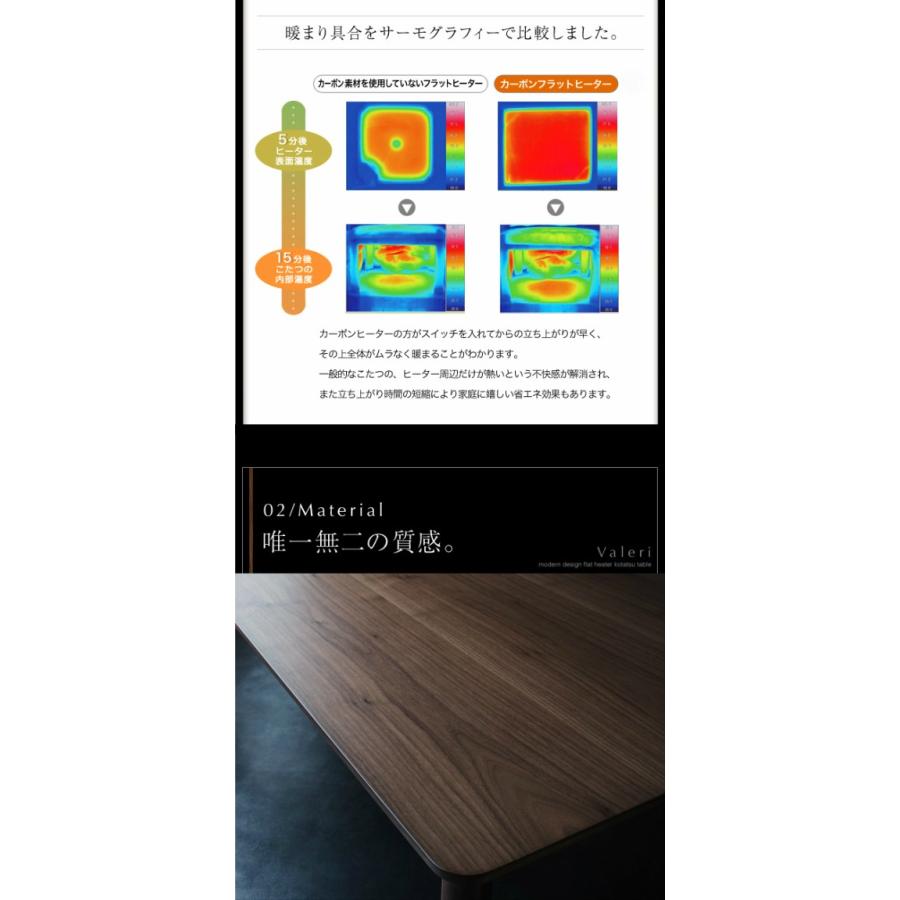 モダンデザイン フラットヒーター こたつテーブル 幅80cm 木製 こたつ おしゃれ お洒落 薄型ヒーター テーブル 北欧 ブルックリン モダン 継ぎ脚 高さ調節_4