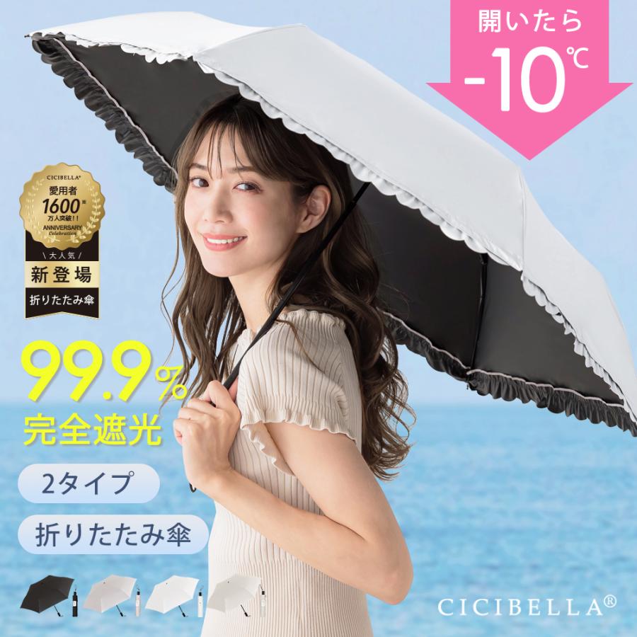 CICIBELLA 日傘 梅雨対策 折りたたみ 超軽量 162g 軽量 晴雨兼用
