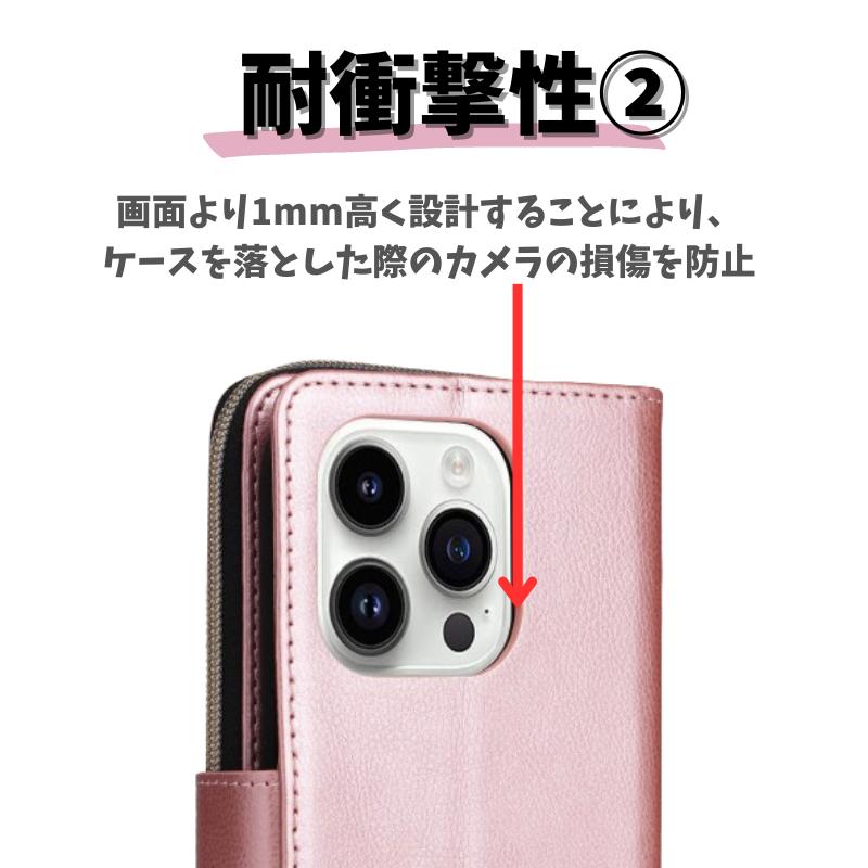 iPhone ケース 手帳型 お財布 レザー カードケース ジップファスナー
