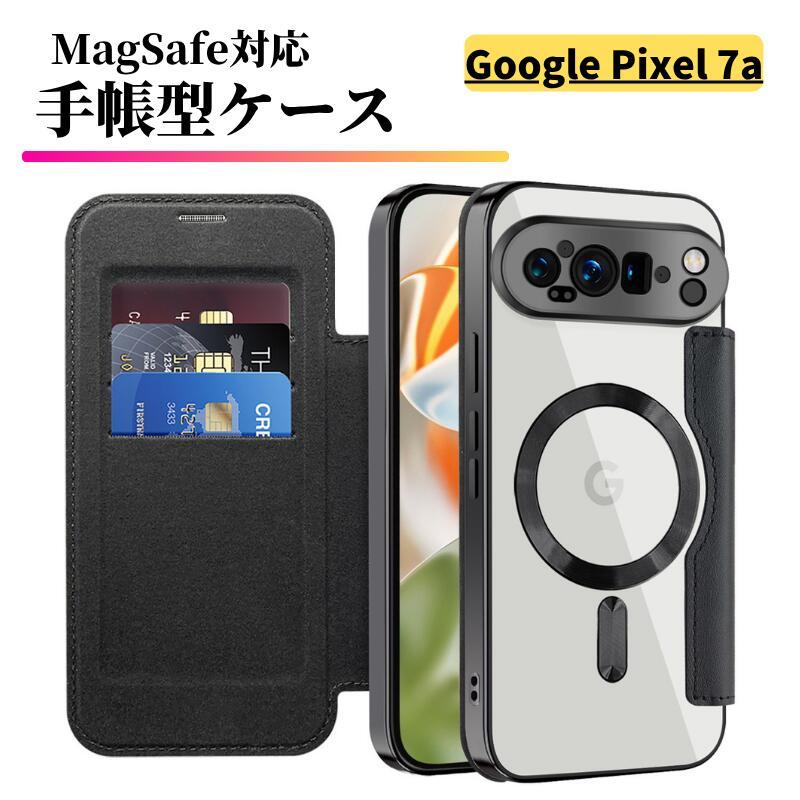 Google Pixel - Pixel 7a ブラック SIMフリー 128GB 保護フィルム 限定版ケース Google Pixel 7a ケース MagSafe対応 手帳型 レザー カメラ保護 カード