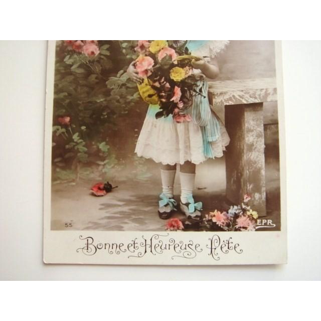 ポストカード 花かごと少女 フランスアンティーク 絵葉書 花 パニエ 可愛い雑貨 At アンティーク雑貨 Ciel Bleu Bis 通販 Yahoo ショッピング