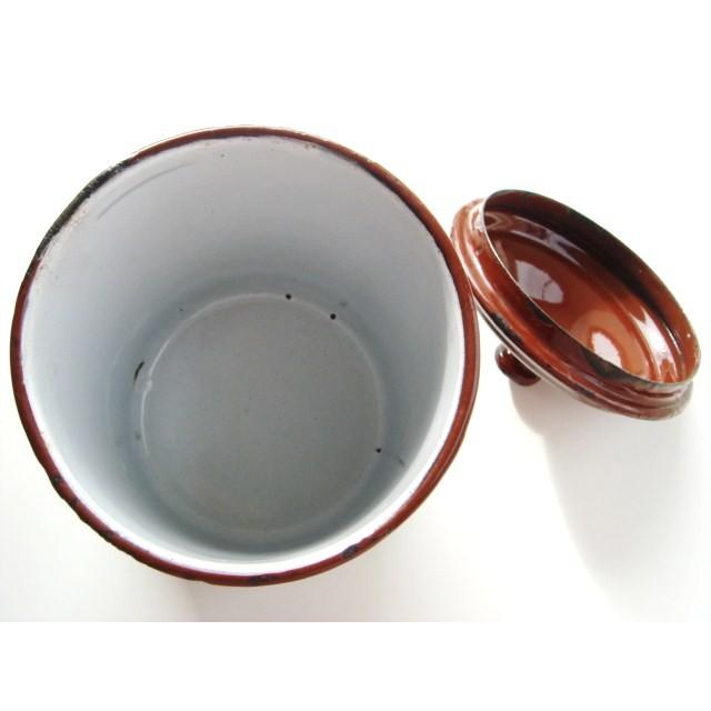 ホーローキャニスター 茶 3ピースセット A フランスアンティーク 保存容器 コーヒー 小麦粉 砂糖 ブラウン｜cielbleubis｜03