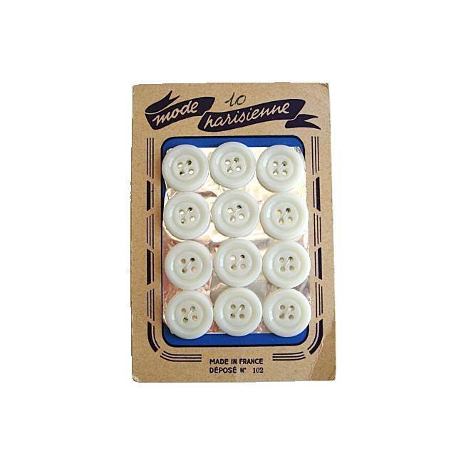 ボタンシート ミルクガラス白 フランス アンティーク ガラスボタン