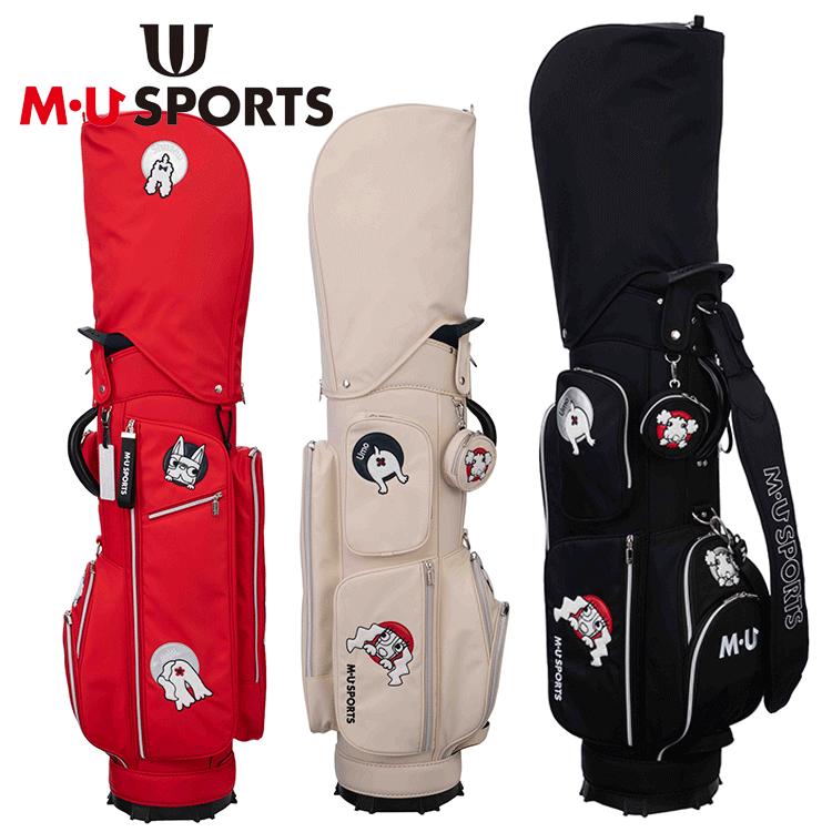 【状態良好】M・U SPORTS キャディバッグ ゴルフバッグ M・U SPORTS MU SPORTS MU スポーツ 相良刺繍トンネルモチーフ