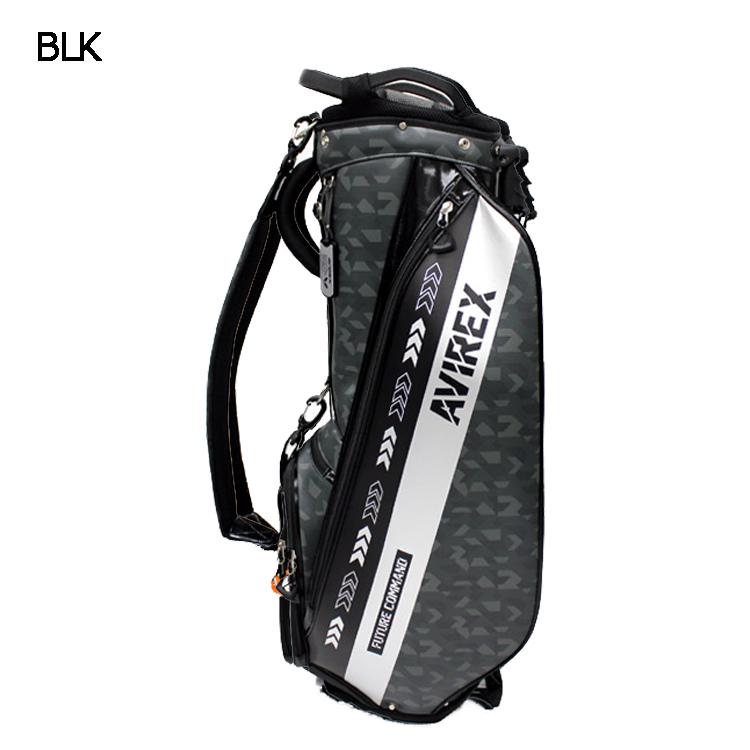 AVIREX 縦型キャディバッグ ブラック・グレー　スタンド式 AVIREX（アヴィレックス） AVIREX GOLF アヴィレックスゴルフ 8.5型