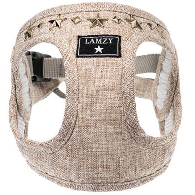 犬の胴輪 ソフトフェザーハーネス スタッズ リード付き ブラウン LAMZY ラムジー | LAMZY | 01