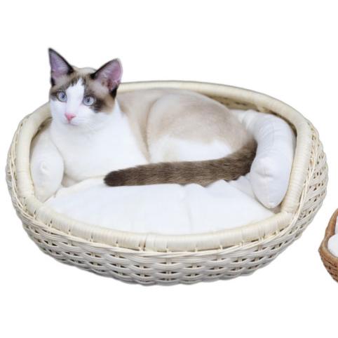 【特価】 猫のベッド ラタンボウルベッド ナチュラル シンシア
