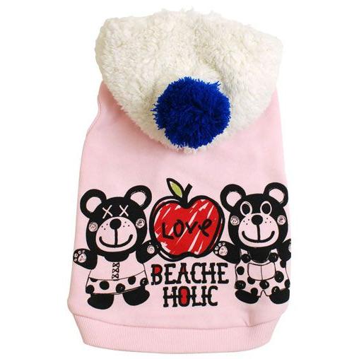 秋冬 新作 犬の服 TWINBEARパーカー ピンク BEACHE HOLIC ビーチェ ホリック 洋服 ドッグウェア｜ciera｜02