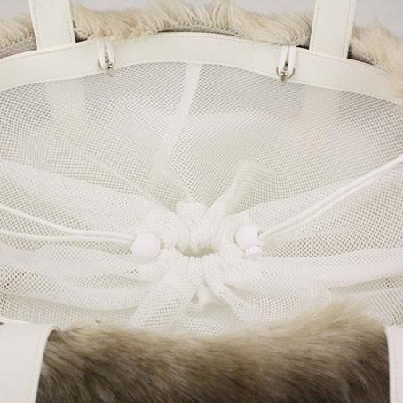 犬のキャリーバッグ Luxe birdie ファーメッシュキャリー ピンク