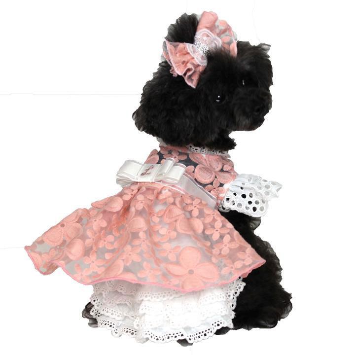 犬の服 春 夏 Luxe birdie オルテンシアワンピース ピンク リュクス