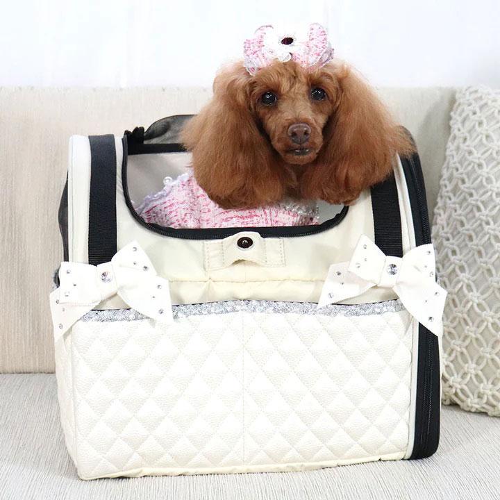 犬のキャリーバッグ Luxe birdie キルトリュバンリュック ホワイト リュクスバーディ｜ciera｜05