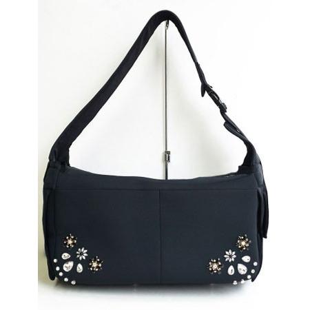 犬のキャリーバッグ GODPIVA フラワービジューバッグ ブラック ゴッドピヴァ 