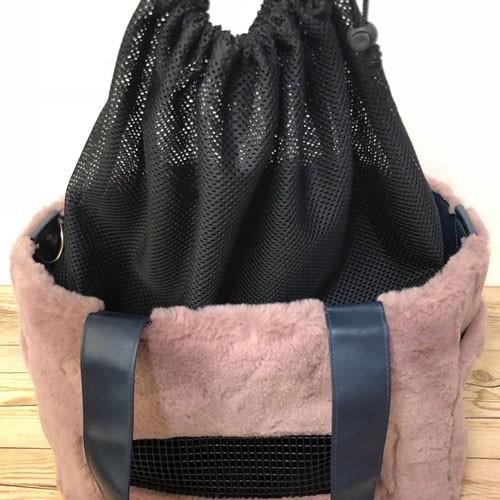 犬のキャリーバッグ GODPIVA ファーリボンキャリーバッグ ピンク