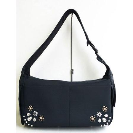 犬のキャリーバッグ GODPIVA フラワービジューバッグ ブラッ