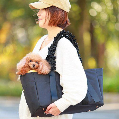 犬のキャリーバッグ GODPIVA キャンバスフリルリボンバッグ