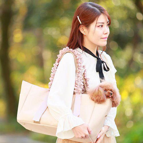 godpiva ゴッドピバ　キャンバスフリルリボンバッグ　ペットキャリー 犬のキャリーバッグ GODPIVA キャンバスフリルリボンバッグ ブラック