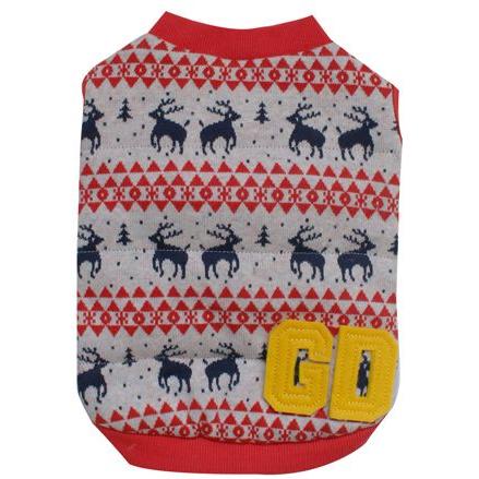秋冬 新作 犬の服 中綿DEERニットベスト レッド grandy グランディ 洋服 アウター ジャケット |  | 01