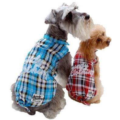 犬の服 春 夏 新作 チェックシャツ ブルー grandy グランディ 洋服 ドッグウェア |  | 03