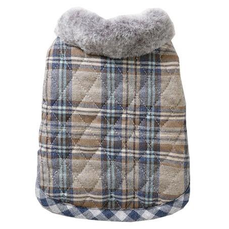 犬の服 秋 冬 新作 ルイスドッグ Egyptian Cotton Jacket Beige＆Blue Plaid Louisdog ジャケット アウターの画像