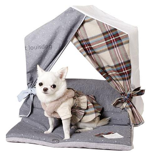 犬のベッド ルイスドッグ Egyptian Cotton Peekaboo Beige&Red Plaid Louisdog_1