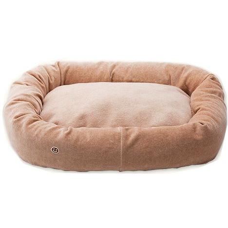 オーガニックコットン 犬のベッド 秋冬 あったか ベロア×綿毛布 スクエアベッド ブラウン ミュッター mutterの画像