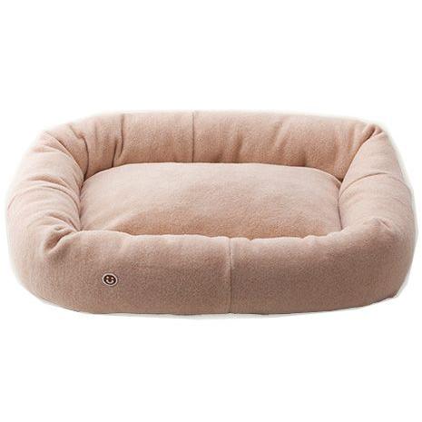 オーガニックコットン 犬のベッド 秋冬 あったか 綿毛布×ボア スクエアベッド ブラウン ミュッター mutterの画像