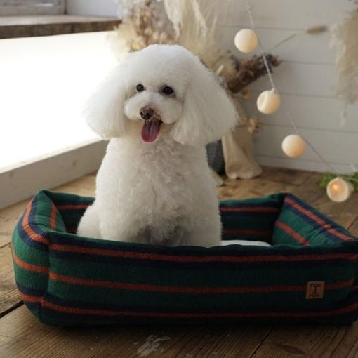 犬のベッド 秋 冬 マルチボーダースクエアベッド ネイビー NemNem ネムネム |  | 03