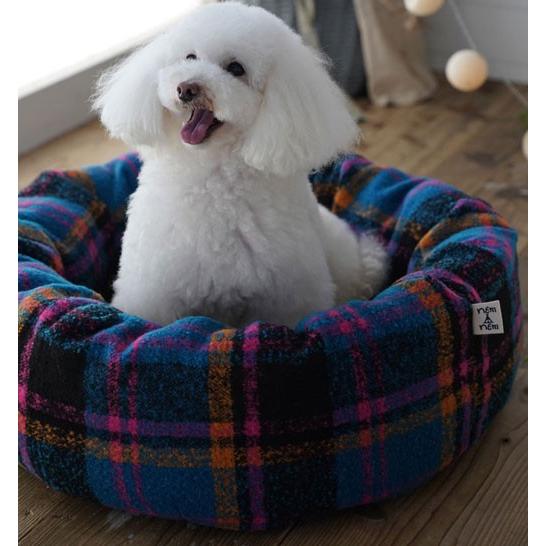 犬のベッド 秋 冬 チェックボアドーナツベッド グリーン NemNem ネムネム |  | 02
