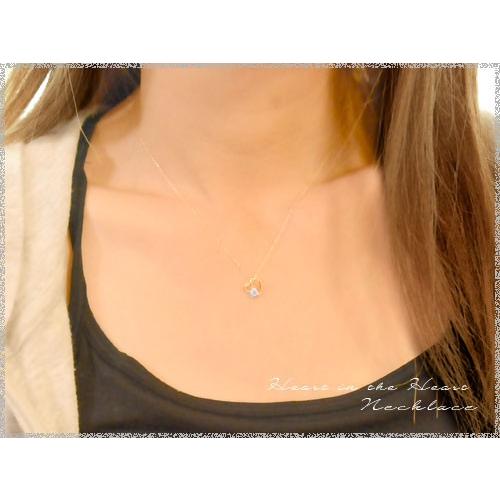 ネックレス レディース 18金 ハート アクアマリン k18 ペンダント 18k