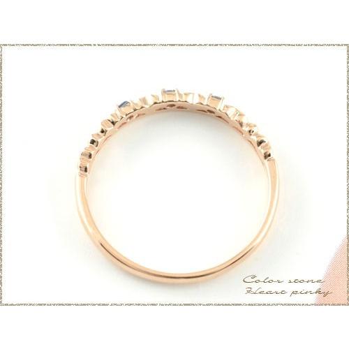 リング レディース 10金 アクアマリン ハートピンキーリング k10