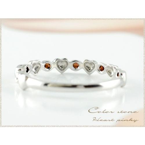 18k リング ガーネット ハート指輪 ピンキーリング k18 重ねづけ