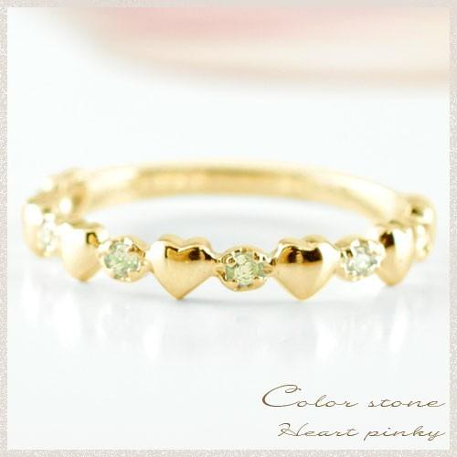 超安い 華奢でかわいい誕生石ハートリング リング クリスマス ハート誕生石 地金 イエローゴールドk10 重ねづけ 指輪 ハートリング ぺリドット K10 ピンキーリング 10k レディースアクセサリー