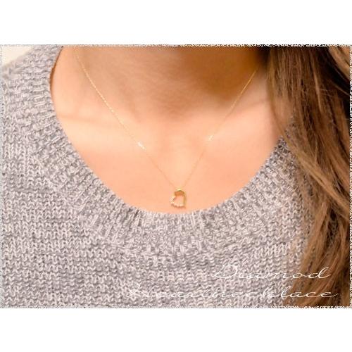 ダイヤモンド ネックレス 18金 レディース ハート k18 18k イエロー