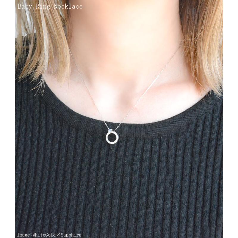 レディース ネックレス k18 ベビーリング ダイヤモンド プラチナ 誕生石 天然石 ゴールド 18k 18金 pt900 首飾り カラーストーン 選べる宝石 かわいい 誕生祝の画像