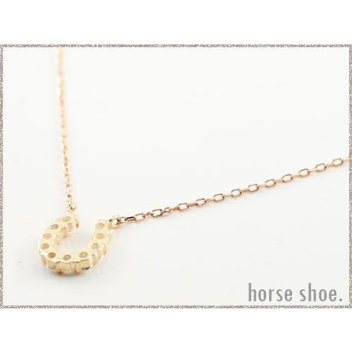 ダイヤモンド ネックレス レディース 18金 K18 馬蹄 ネックレス ホースシュー ペンダント ピンクゴールド ダイヤネックレス 人気 クリスマスの画像