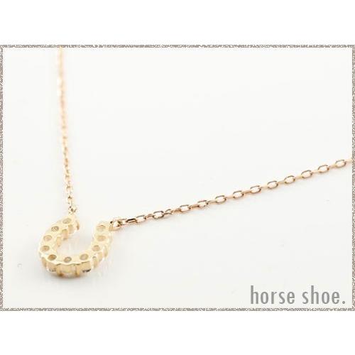 ネックレス レディース 18金 K18 ダイヤモンド 馬蹄 ネックレス ホースシュー ペンダント ピンクゴールド ダイヤネックレス 人気 プレゼント ギフトの画像