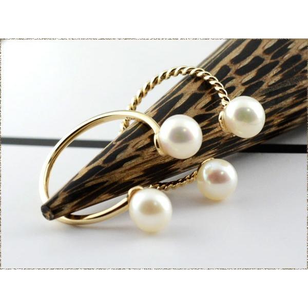 Ｋ18フォークリング k18 リング レディース パール ダイヤモンド フォークリング